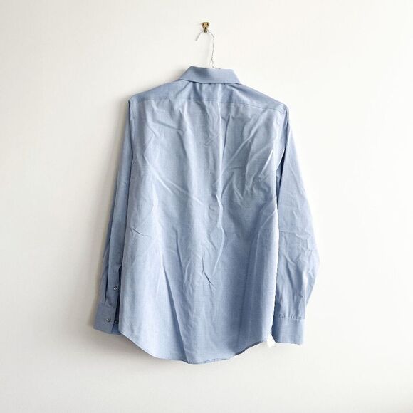 Calvin Klein Mens Slim Fit Non Iron Shirt Button Down Long Sleeve Blue Medium - Picture 2 of 7